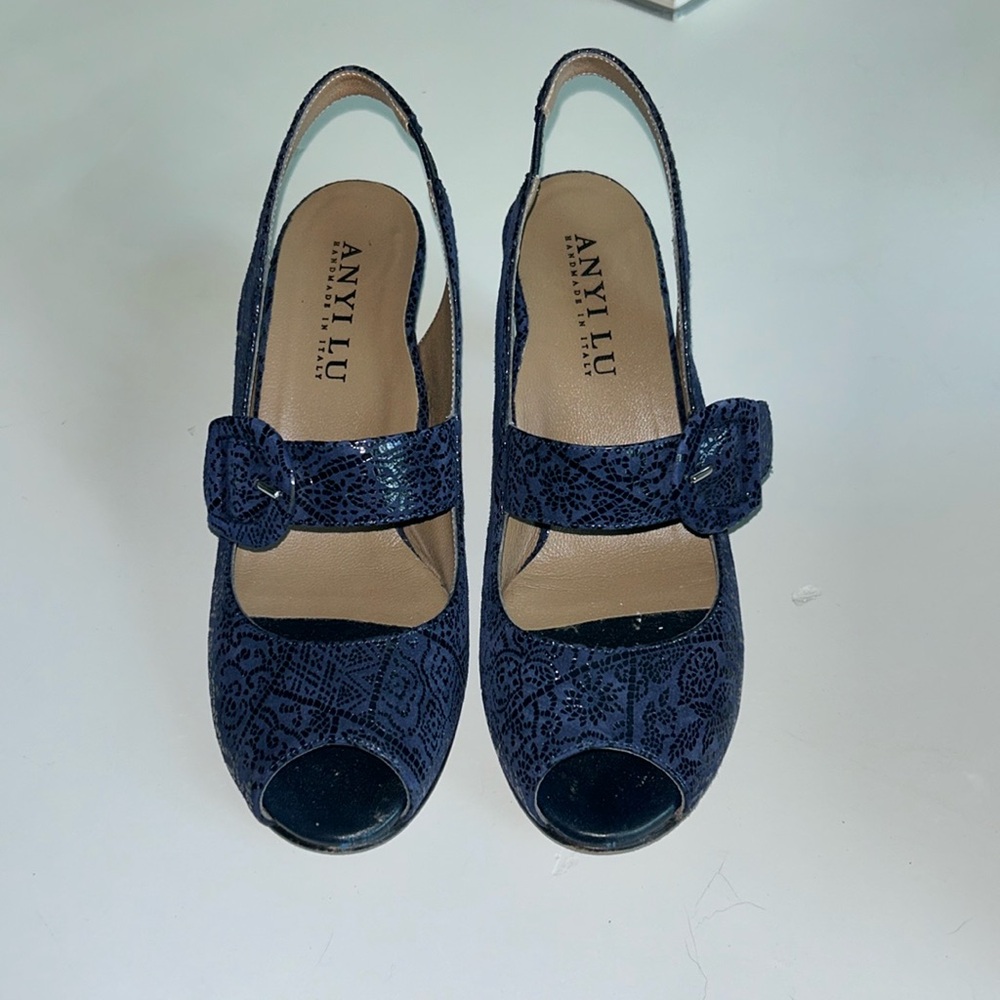 Navy Anyi Lu open toed heels
